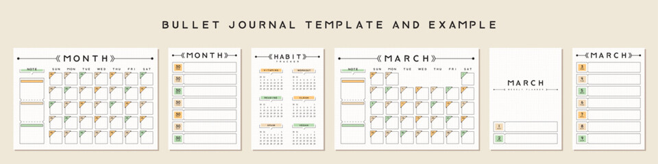 
Bullet journal template. Vector illustration.