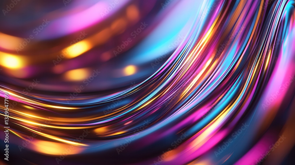 Poster an abstract and futuristic digital background featuring dynamic swirling waves of luminous neon ligh