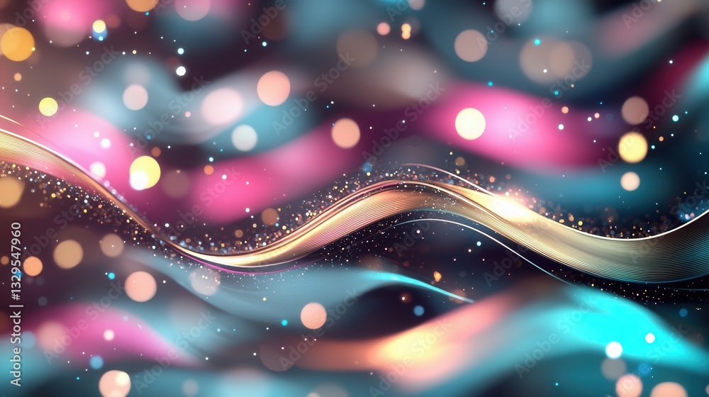 Poster mesmerizing abstract composition of undulating neon waves and luminous energy creating a dynamic and