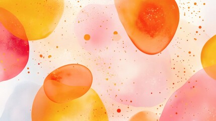 Abstract colorful background with watercolor painting of shapes in yellow, orange, and pink