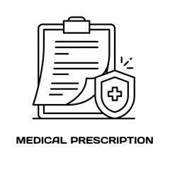 Medical prescription editable stroke outline icon isolated on white background flat vector illustration, black outline, Pixel perfect