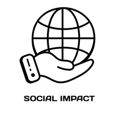 Social impact editable stroke outline icon isolated on white background flat vector illustration, black outline, Pixel perfect