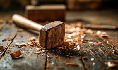 Mallet on Wood Bench