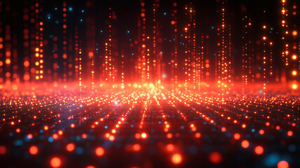 Obraz premium Paisaje digital con partículas luminosas flotantes en un espacio abstracto