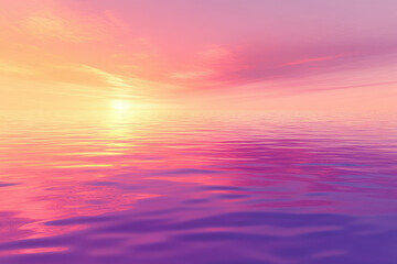 Obraz premium Serene sunset over calm ocean waters, painted in vibrant pink and orange hues.