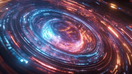 Obraz premium Quantum Chip Glowing under Swirling Holographic Data