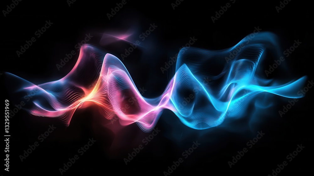 Poster a mesmerizing abstract composition featuring dynamic multicolored neon like waves and energy fields 
