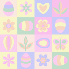Vector - colored easter symbols seamless pattern.