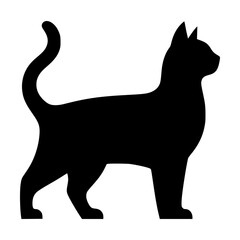 Black vector cat silhouette icon on transparent background