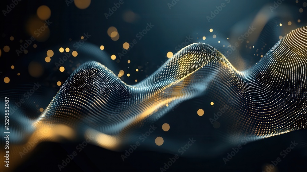 Poster a mesmerizing abstract composition of glowing luminous neon waves and particles in fluid dynamic mot