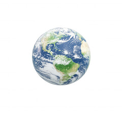 Fototapeta premium Earth globe with visible continents, white isolated background.