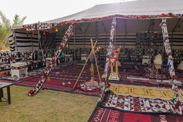 Traditional Bedouin Tent Interior in Saudi Arabia