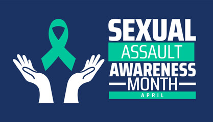 Sexual assault awareness month background banner or poster design template. observed every year in  April. Holiday concept. Use to any Template, card, poster, placard, template.