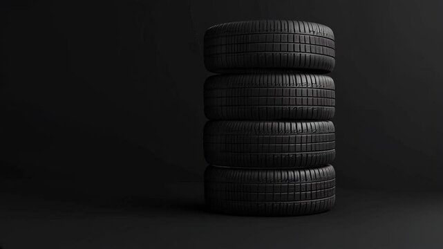 Realistic stack of car tires for optimal storage in quality tire shop garage environment