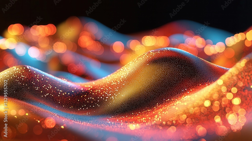 Poster a captivating abstract representation of a dynamic colorful data visualization wave that symbolizes 