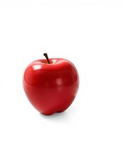  3D Apple with Glossy Finish and Perfect Reflection on a White Background, Showcasing Its Polished Surface