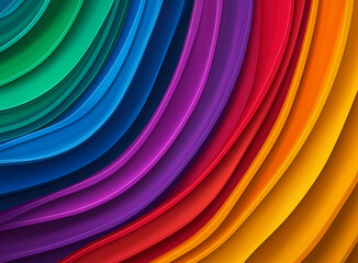Obraz premium Vibrant rainbow abstract background with layered waves in various colors, creating dynamic and visually appealing design. Perfect for creative projects and digital art