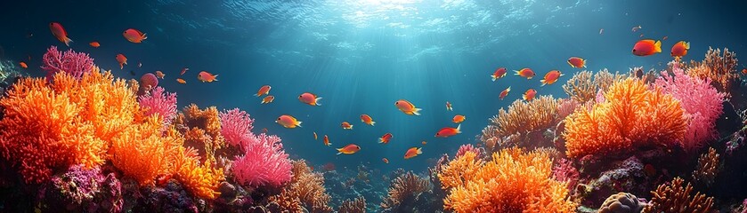 Fototapeta premium Surreal Underwater Coral Reef Arches with Vibrant Marine Life