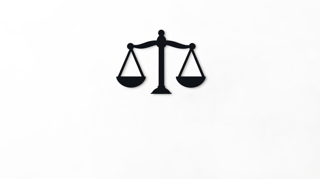 A black silhouette of scales symbolizing justice on a clean white background.