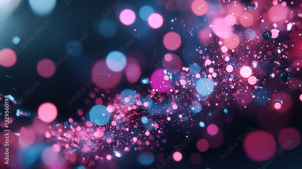 Poster mesmerizing abstract composition featuring vibrant neon waves and shimmering bokeh lights in a dynam