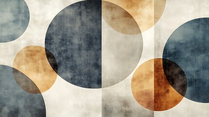 Abstract Geometric Circles in Earthy Tones, Abstract geometric artwork featuring overlapping circles in earthy tones