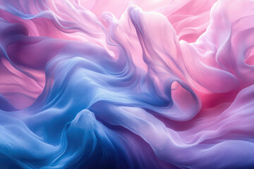 Obraz premium Abstract image of flowing pastel pink and blue silk fabric, creating soft, dreamy waves.