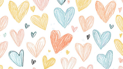 Colorful Hand-Drawn Heart Pattern