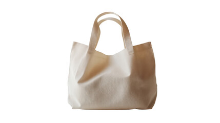 Stylish white tote bag on a white isolated background, perfect for fashion and daily use.