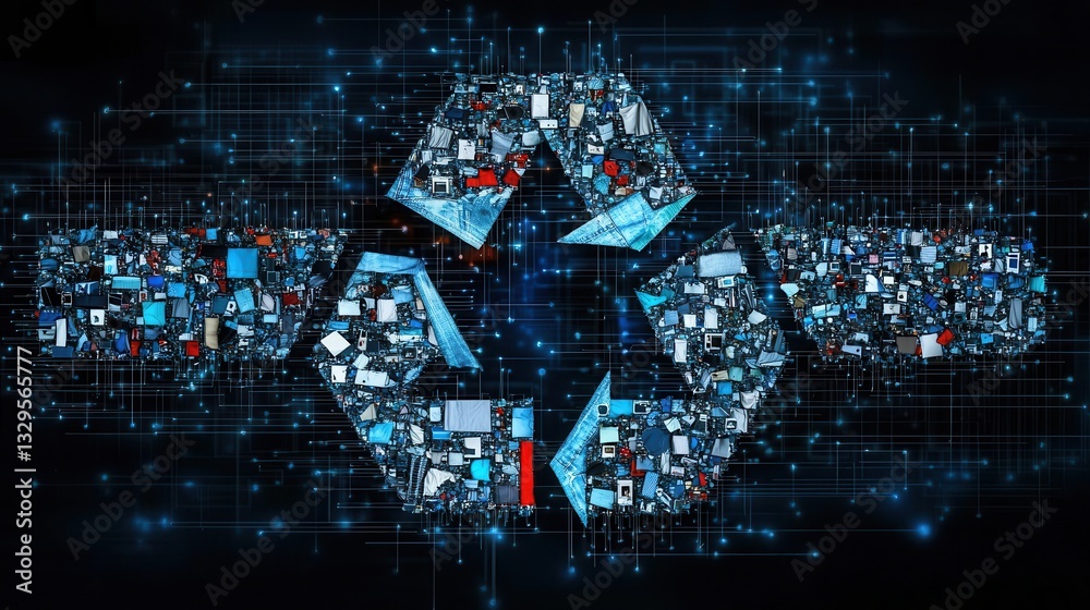 Poster a futuristic and visually striking digital artwork that explores the interconnected nature of techno