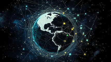 Fototapeta premium Digital Art Earth with Network