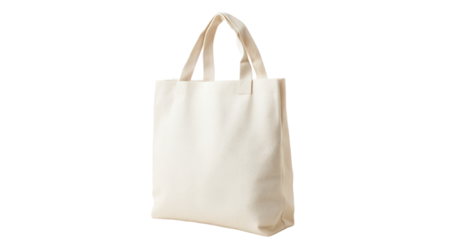 Blank canvas tote bag on a white isolated background, perfect for customization or everyday use.