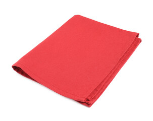 One red folded napkin isolated on white