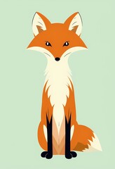 Obraz premium Modern Fox Drawing. a minimalist and stylized illustration of a fox sitting, featuring clean lines and a simple color palette against a light background. 