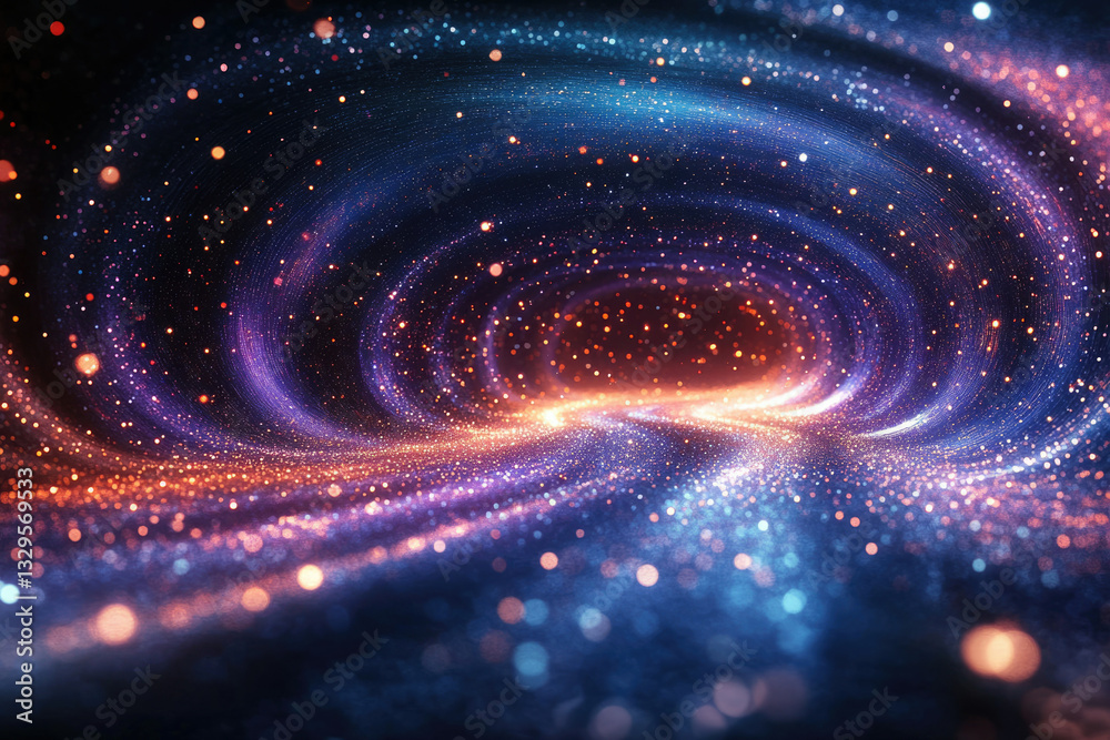 Aufkleber a swirling vortex of glittering particles, cosmic dust, and vibrant colors creates a mesmerizing and