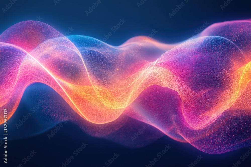 Poster Abstract wave of vibrant, glowing particles, creating a dynamic and colorful visual effect.