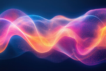 Fototapeta premium Abstract wave of vibrant, glowing particles, creating a dynamic and colorful visual effect.