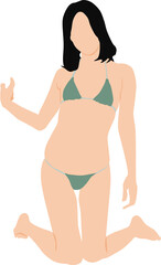 ポーズをとる水着を着た女性のイラスト