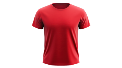 Red t-shirt, front view, perfect for casual wear or sports, isolated on white background.
