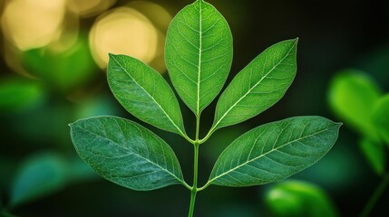 Vibrant green leaves on a stem