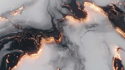 An abstract swirling design with golden accents and marble texture