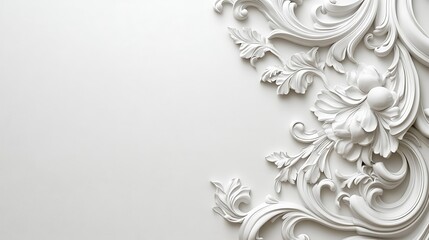 White ornate floral elements in beautiful detailed decorative arrangements
