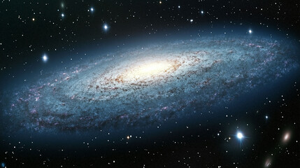 Fototapeta premium Deep Space Spiral Galaxy with Glowing Cosmic Dust