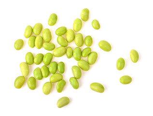 Edamame isolated on white background. top view.