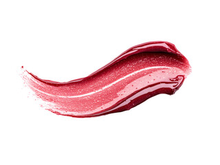 Fototapeta premium a cosmetic swatch of red lip gloss with a shiny, smooth, and elegant texture on transparent background, cut out, PNG 3D Digital Art.