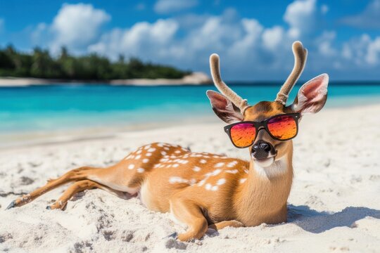 Deer Laying on the Beach &ndash; Serene Summer Grace