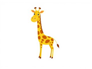 Fototapeta premium Simple Cartoon Giraffe with Bold Colors and Clean Lines on a White Background
