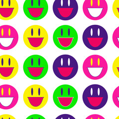 Bright pink playful cute seamless pattern with funny faces