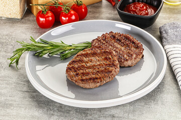 Grilled two beef burger cutlet