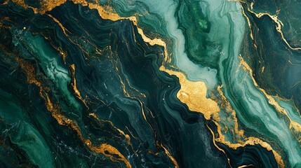 Elegant Green and Gold Marble Texture for Stylish Walls and Tiles