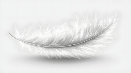 Obraz premium Delicate Feather: A single, pristine white feather, softly curved with a delicate stem, evoking feelings of lightness and purity.